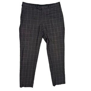 Pal Zileri Dress Pants Check Wool Trousers Made in Italy Grey 32x30